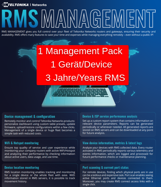 Teltonika RMS Management Pack - 1 Device / 3 years RMS